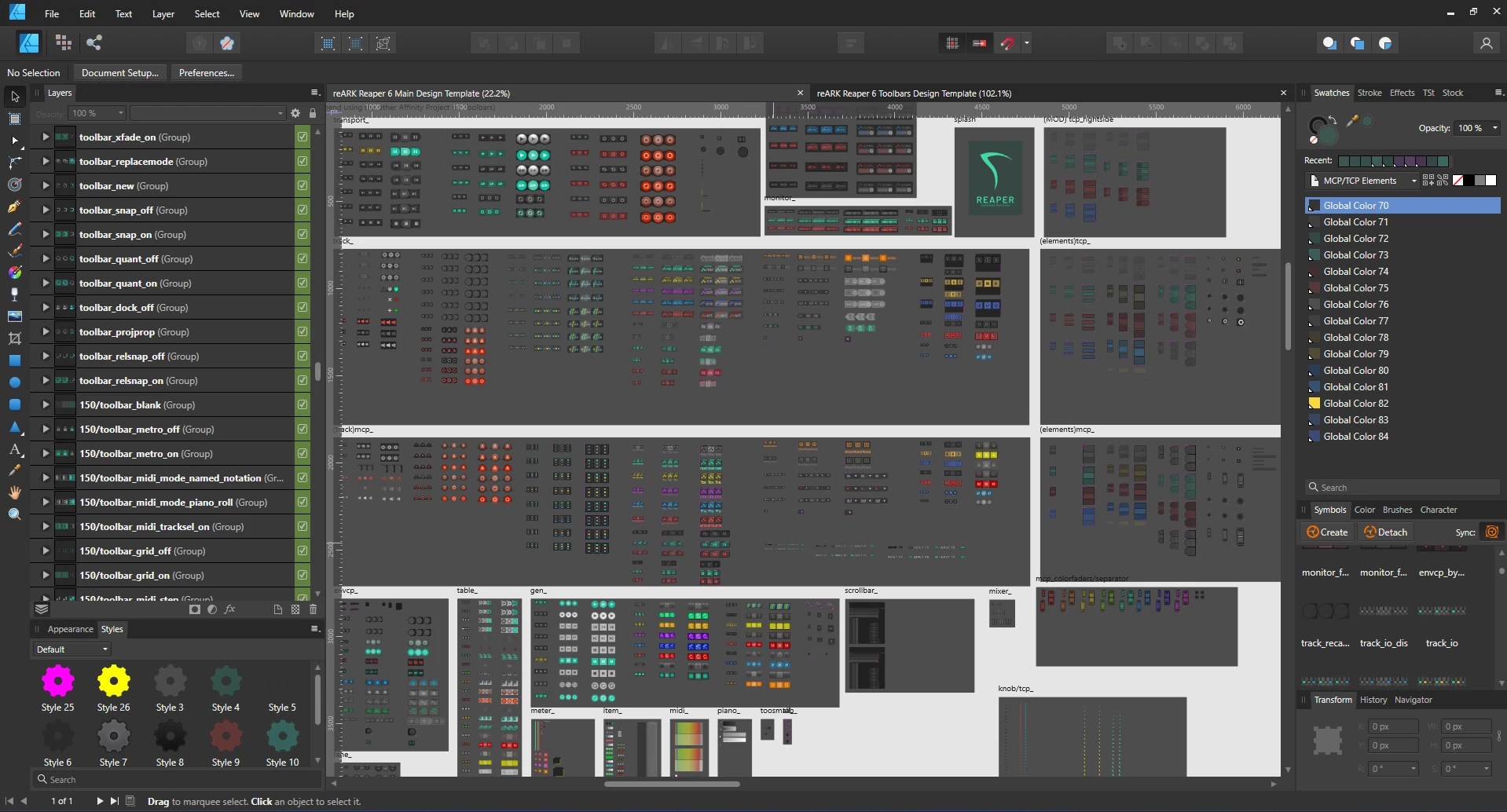 reARK template open in Affinity Designer