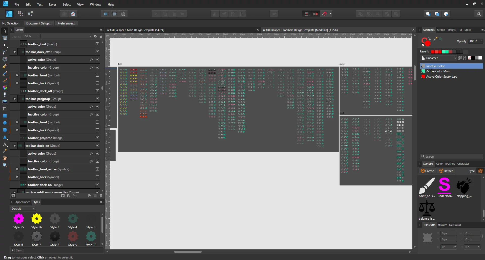 reARK template detail in Affinity Designer